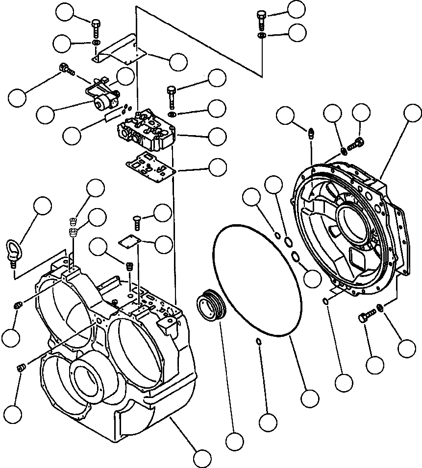 Komatsu parts book diagram for 330M S/N A10190-A10195 (DH637) (SA12V140Z-1): TORQUE CONVERTER - CASE