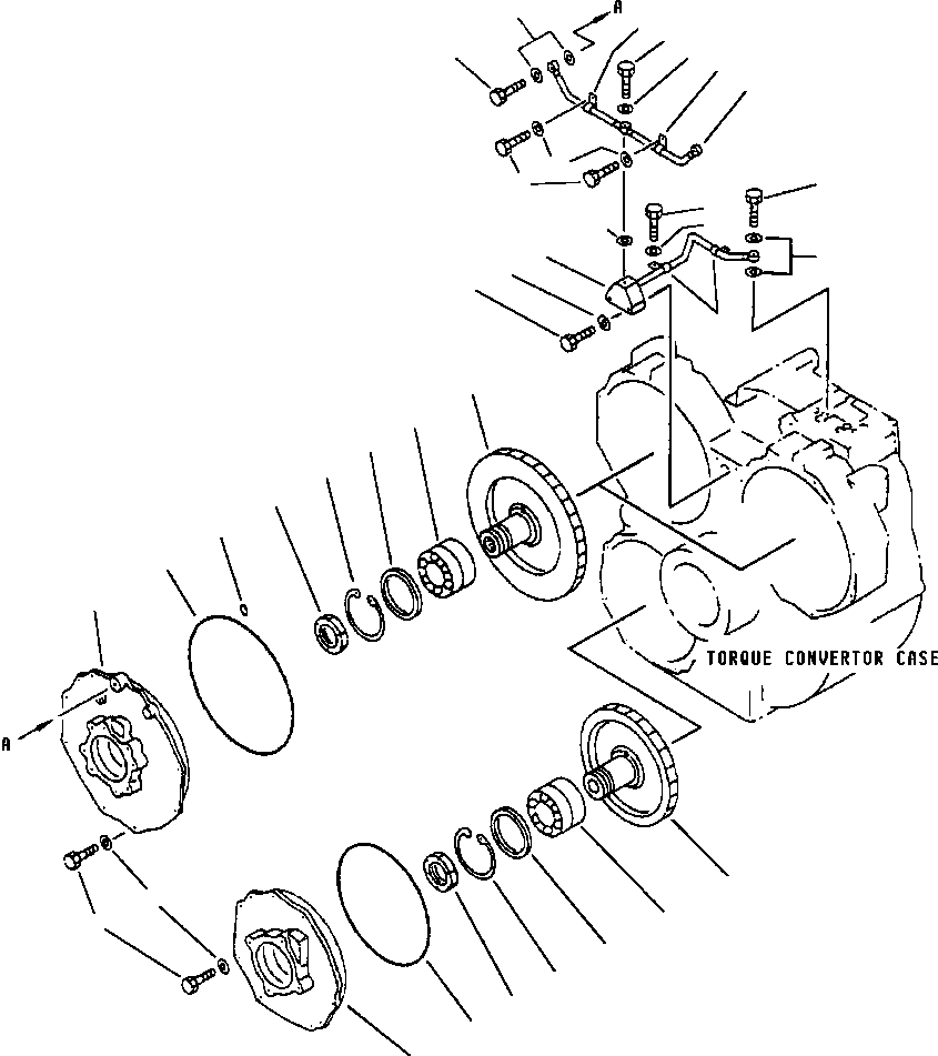 Komatsu parts book diagram for 330M S/N A10190-A10195 (DH637) (SA12V140Z-1): TORQUE CONVERTER - P.T.O. GEAR