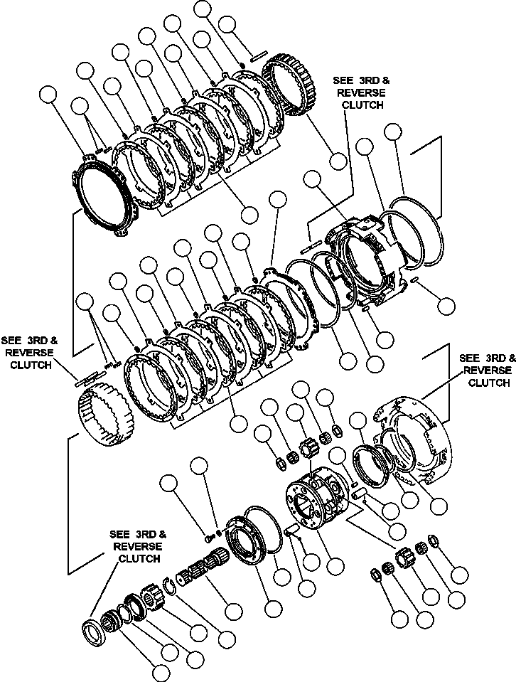 Komatsu parts book diagram for 330M S/N A10190-A10195 (DH637) (SA12V140Z-1): TRANSMISSION - 1ST & 2ND CLUTCH