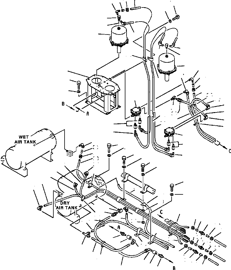 Komatsu parts book diagram for 330M S/N A10190-A10195 (DH637) (SA12V140Z-1): AIR PIPING - FRONT CHAMBERS - 8