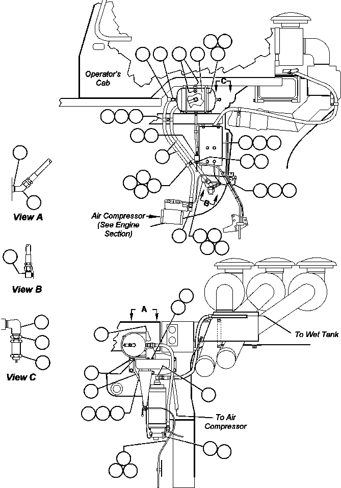 Komatsu parts book diagram for 330M S/N A10190-A10195 (DH637) (SA12V140Z-1): AIR DRYER PIPING