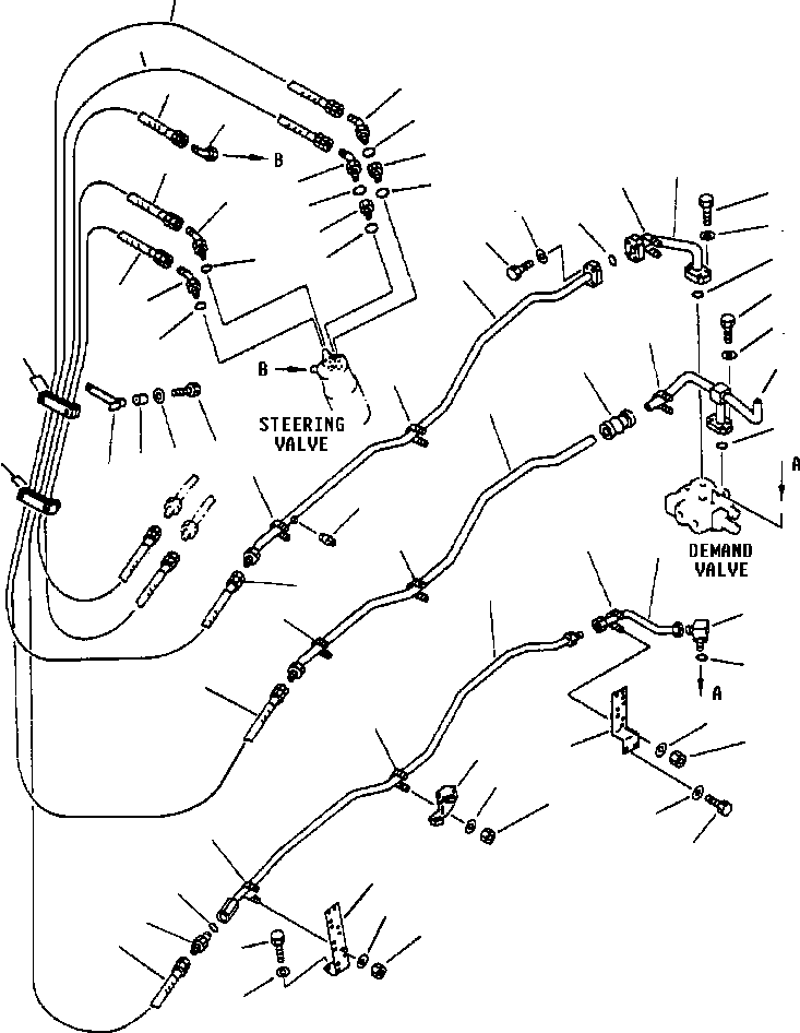 Komatsu parts book diagram for 330M S/N A10190-A10195 (DH637) (SA12V140Z-1): STEERING PIPING - 1