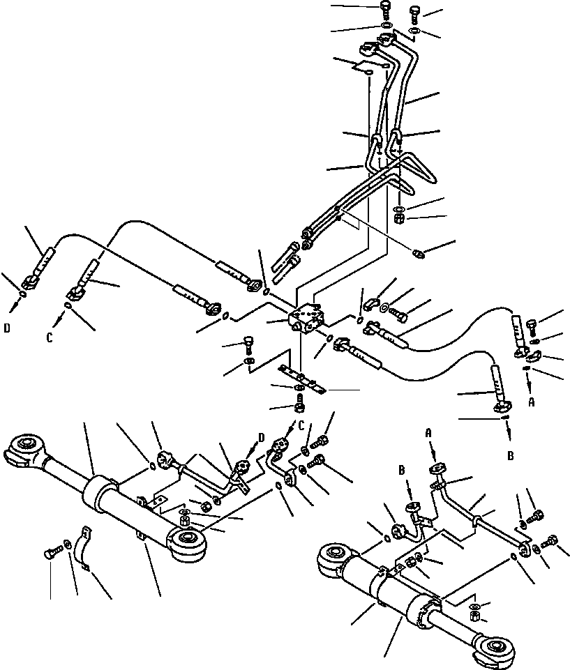 Komatsu parts book diagram for 330M S/N A10190-A10195 (DH637) (SA12V140Z-1): STEERING PIPING - 2