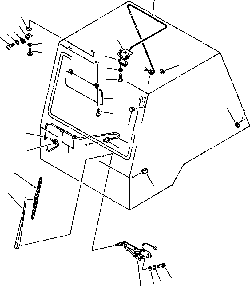 Komatsu parts book diagram for 330M S/N A10190-A10195 (DH637) (SA12V140Z-1): WIPER & SUN VISOR INSTALLATION