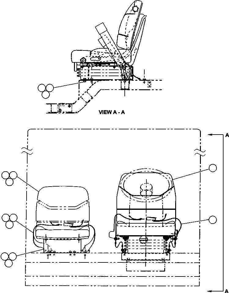 Komatsu parts book diagram for 330M S/N A10190-A10195 (DH637) (SA12V140Z-1): OPERATOR/BUDDY SEAT INSTALLATION