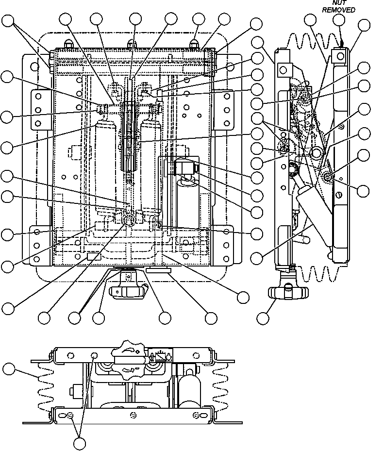 Komatsu parts book diagram for 330M S/N A10190-A10195 (DH637) (SA12V140Z-1): SEAT SUSPENSION ASSEMBLY (BF2282)