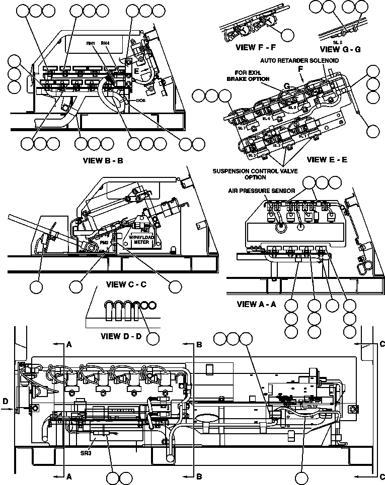 Komatsu parts book diagram for 330M S/N A10190-A10195 (DH637) (SA12V140Z-1): WIRING INSTALLATION - REAR CABINET