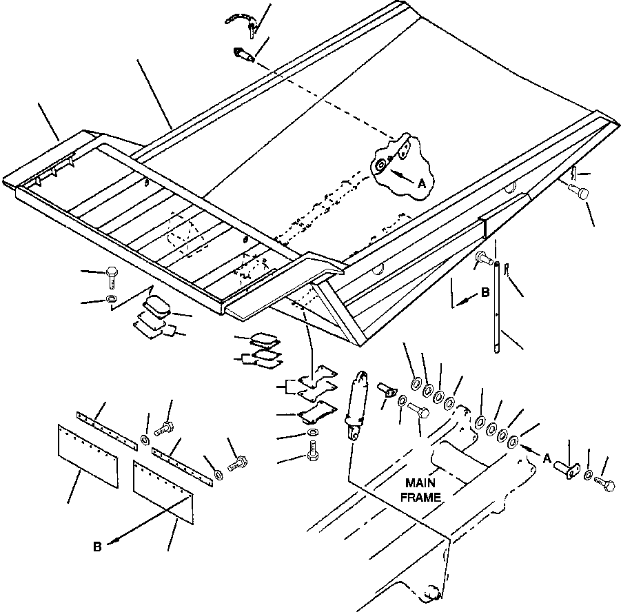 Komatsu parts book diagram for 330M S/N A10190-A10195 (DH637) (SA12V140Z-1): BODY PIVOTS, PADS, MUD FLAPS