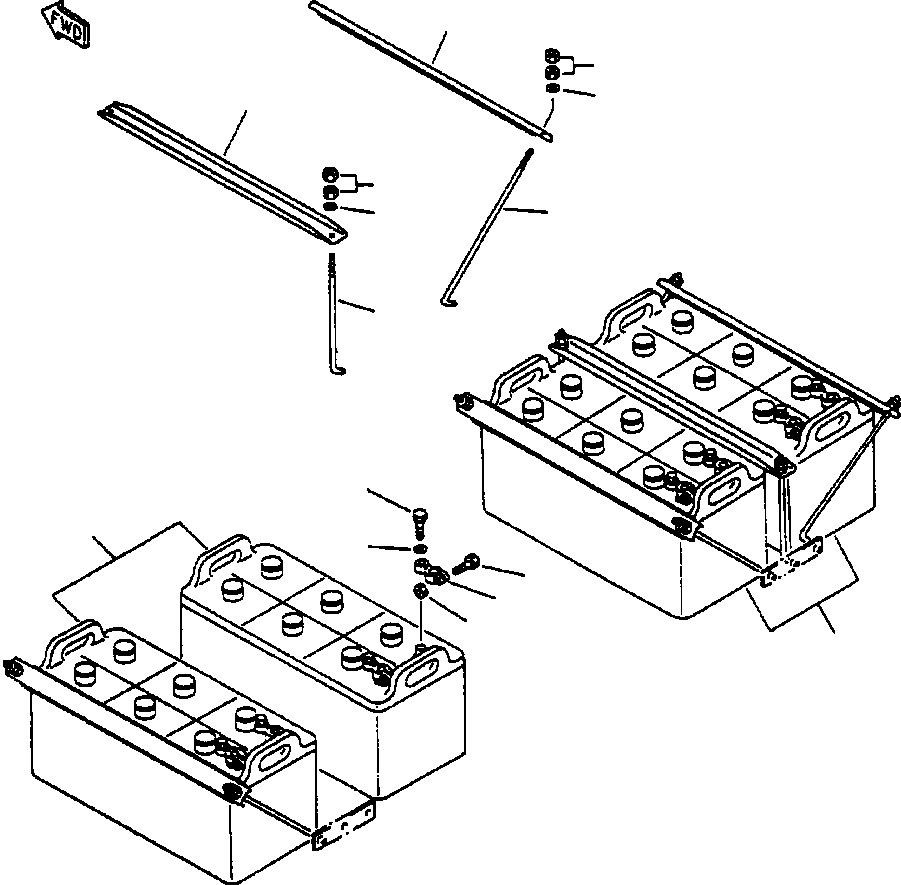 Komatsu parts book diagram for 330M S/N A10190-A10195 (DH637) (SA12V140Z-1): BATTERY INSTALLATION