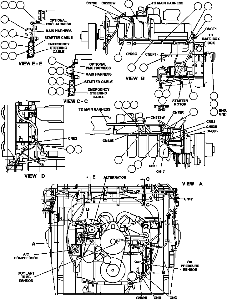 Komatsu parts book diagram for 330M S/N A10190-A10195 (DH637) (SA12V140Z-1): WIRING INSTALLATION - ENGINE