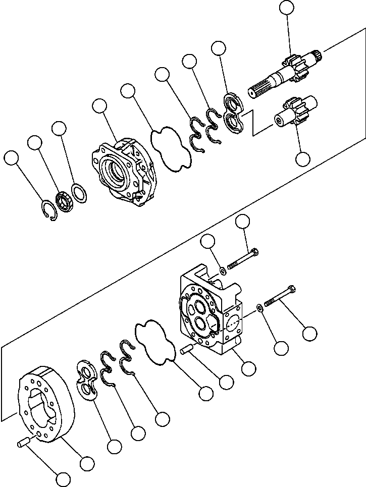 Komatsu parts book diagram for 330M S/N A10190-A10195 (DH637) (SA12V140Z-1): HYD PUMP (STEERING & HOIST) - 1 (705-12-45240)