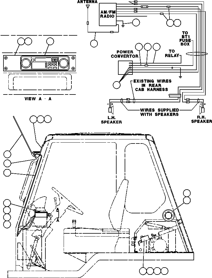 Komatsu parts book diagram for 330M S/N A10190-A10195 (DH637) (SA12V140Z-1): AM-FM CASSETTE RADIO (EC2660)