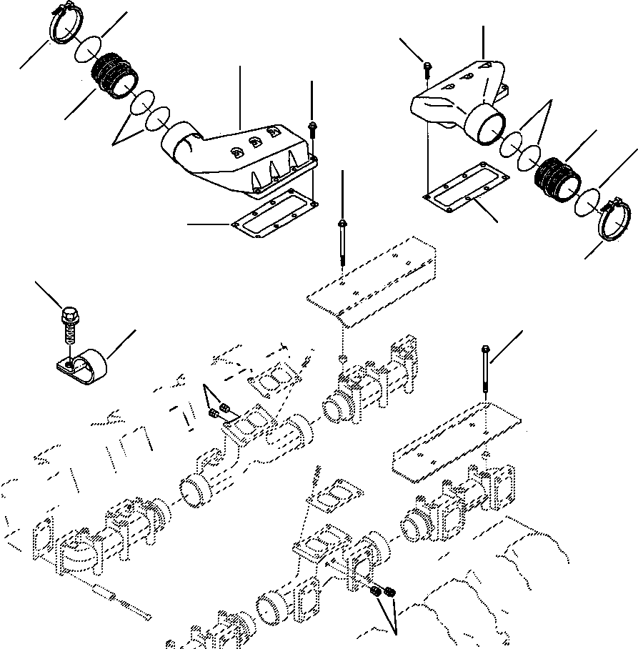 Komatsu parts book diagram for 330M S/N A10190-A10195 (DH637) (SA12V140Z-1): AIR CROSSOVER CONNECTION