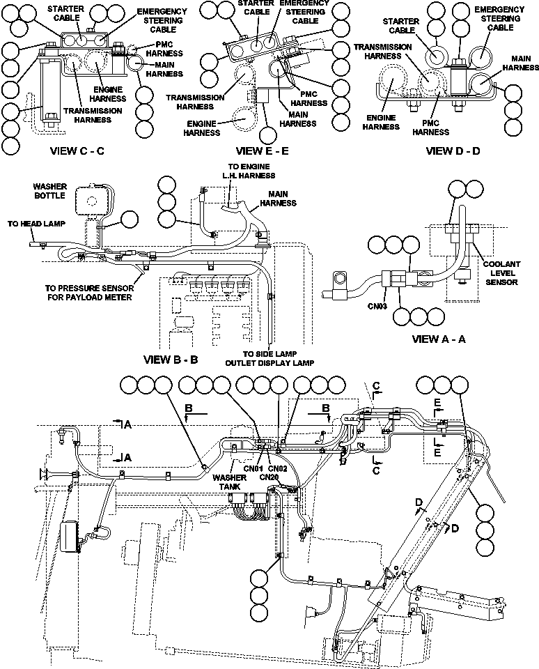 Dump Trucks Komatsu / 330M S/N A10212-UP (DH643) (SA12V140Z-1)(BFP42-3) / WIRING - L.H. DECK/HEADLIGHTS(330 : 16232)