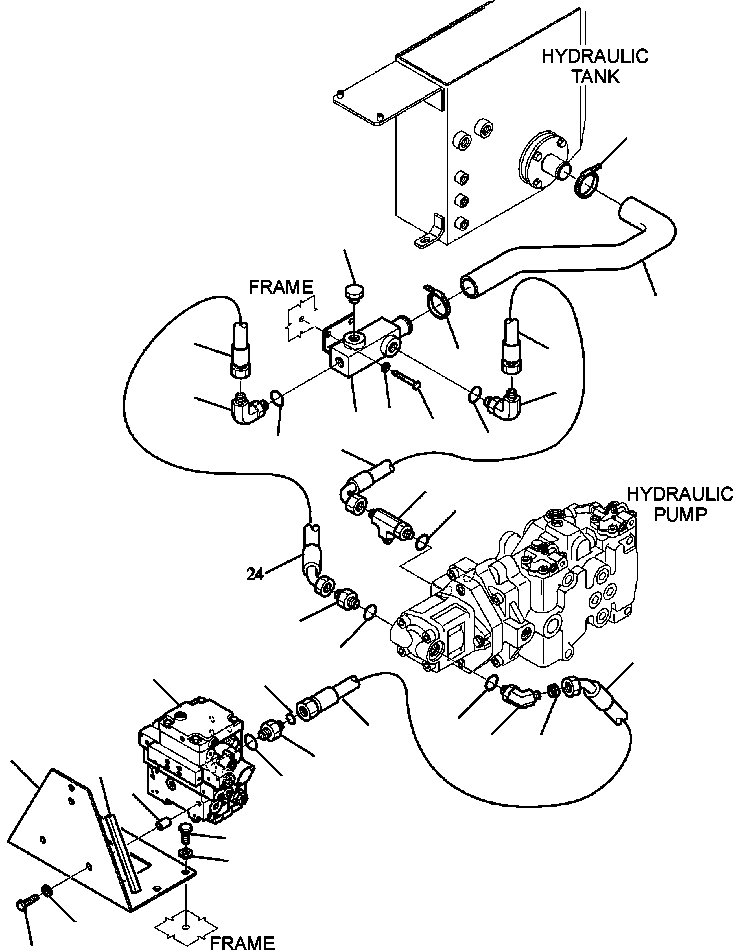 Skid Steer Loaders Komatsu / CK35-1 S/N A40001-UP(CK351) / H1470-6500 HYDRAULIC PIPING SUCTION AND DELIVERY LINE(H-177 : H1470-6500)