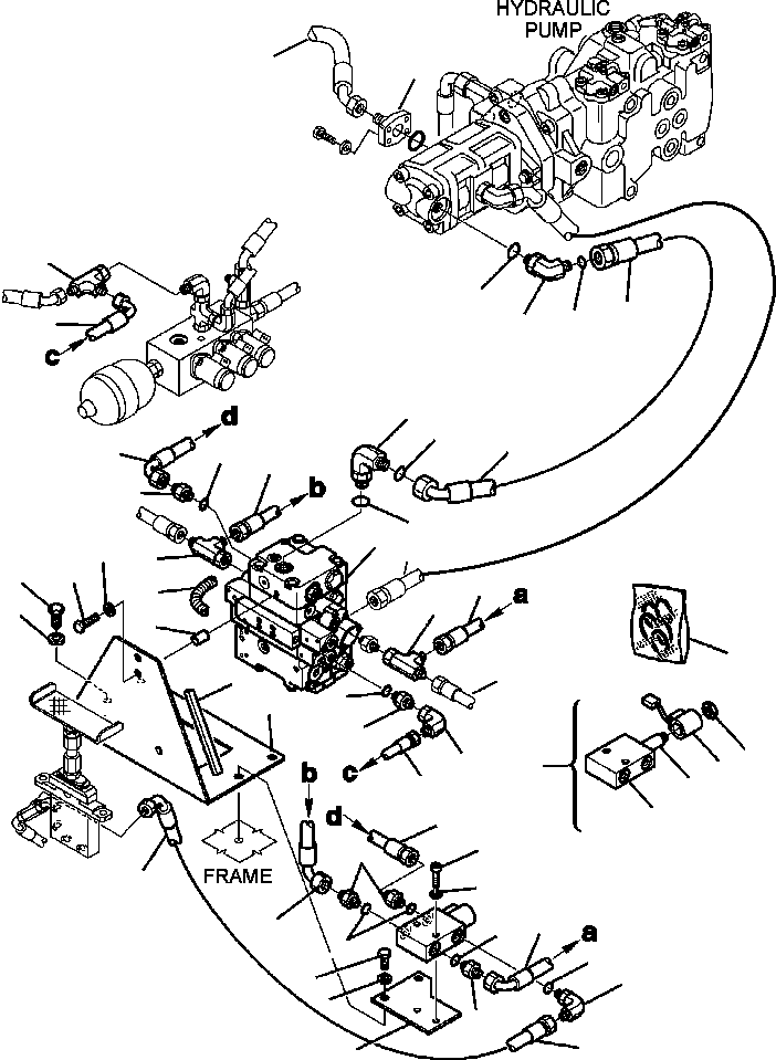 Skid Steer Loaders Komatsu / CK35-1 S/N A40001-UP(CK351) / H1480-6510 HYDRAULIC PIPING SUCTION AND DELIVERY LINE - HIGH-FLOW (1/2)(H-181 : H1480-6510)