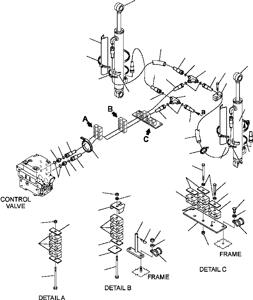 Skid Steer Loaders Komatsu / CK35-1 S/N A40001-UP(CK351) / H1570-6600 HYDRAULIC PIPING BUCKET LIFTING CYLINDER(H-207 : H1570-6600)