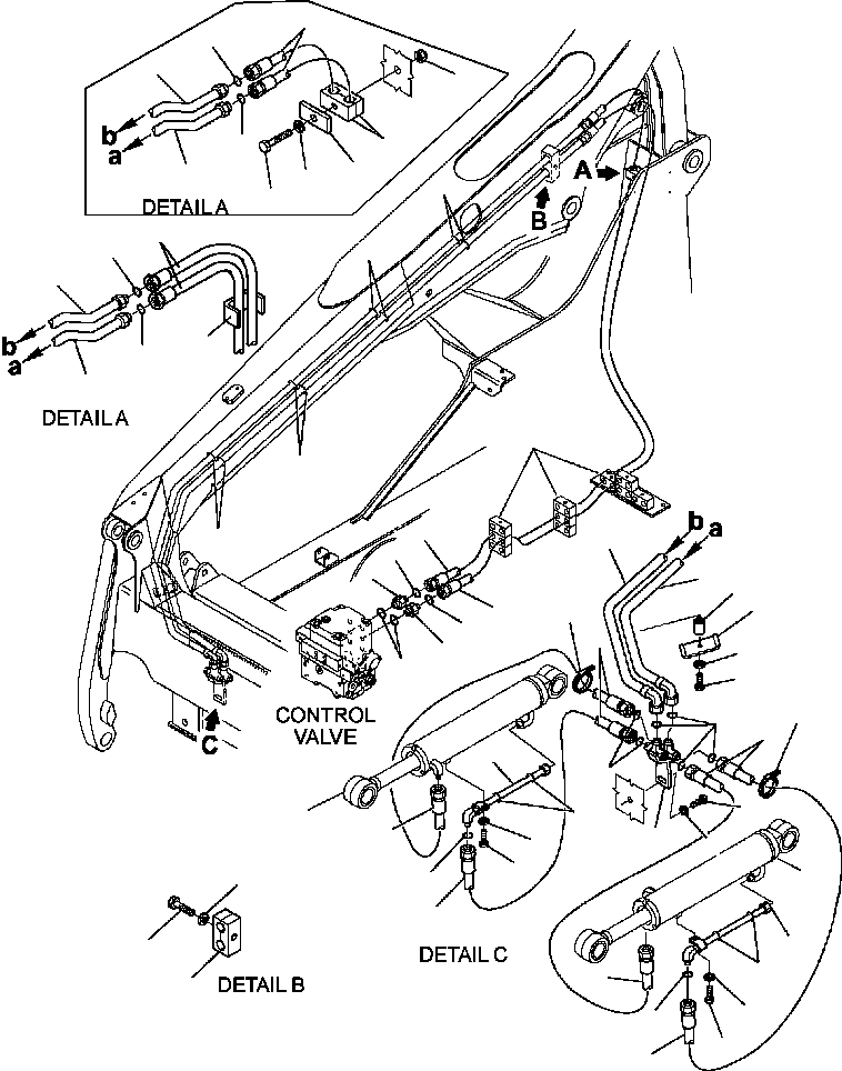 Skid Steer Loaders Komatsu / CK35-1 S/N A40001-UP(CK351) / H1580-6610 HYDRAULIC PIPING BUCKET TIPPING CYLINDER(H-209 : H1580-6610)
