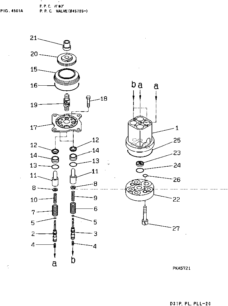Bulldozers Komatsu / D31E-20 S/N 40087-42000 & A40523-UP(D31E_20) / P.P.C. VALVE(4501A : 40024)