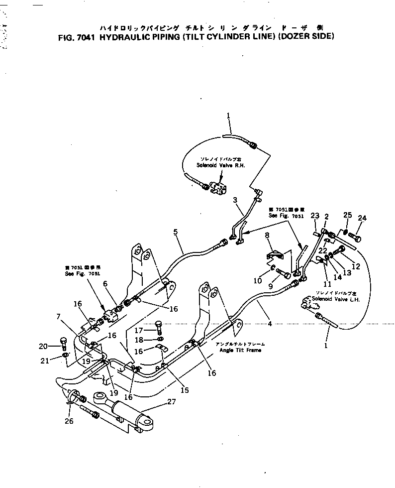 Bulldozers Komatsu / D31E-20 S/N 40087-42000 & A40523-UP(D31E_20) / HYDRAULIC PIPING (TILT CYLINDER LINE) (DOZER SIDE)(7041 : 70006)