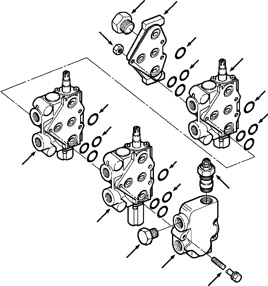 Bulldozers Komatsu / D38E-1/P-1 S/N P085501-P085798(D38EP1) / THREE SPOOL CONTROL VALVE(10-034 : 10BHTD9H.009)