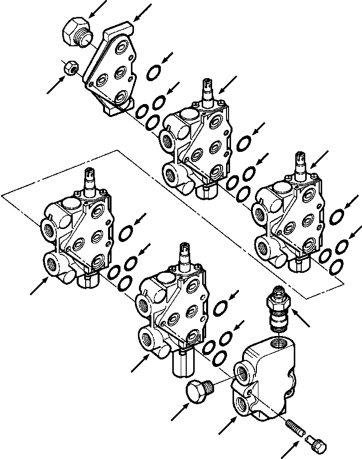 Bulldozers Komatsu / D38E-1/P-1 S/N P085501-P085798(D38EP1) / FOUR SPOOL CONTROL VALVE(10-036 : 10BHTD9H.001)
