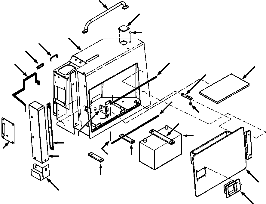 Bulldozers Komatsu / D38E-1A/P-1A S/N P086301-UP(D38EP1A) / FIG. E0110-01A0 BATTERY AND MOUNTING - WITH ROPS CANOPY(E-002 : E0110-01A0)