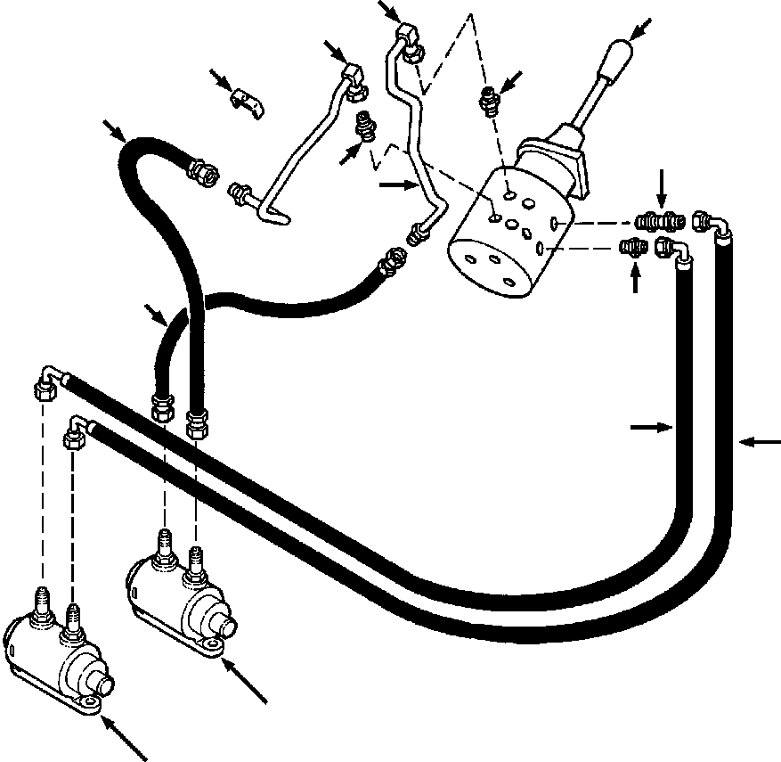 Bulldozers Komatsu / D38E-1A/P-1A S/N P086301-UP(D38EP1A) / FIG. F2300-04A5 DRIVE TRAIN PIPING - WITH ROPS CAB - STEERING VALVE LINES(F-038 : F2300-04A5)