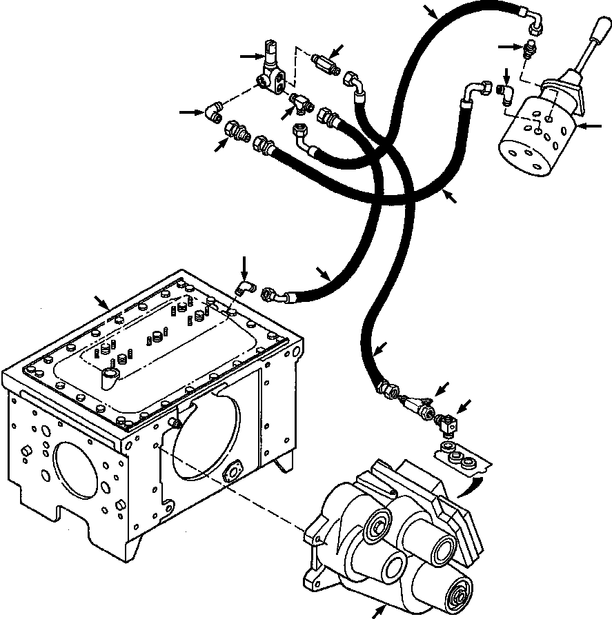 Bulldozers Komatsu / D38E-1A/P-1A S/N P086301-UP(D38EP1A) / FIG. F2300-04A7 DRIVE TRAIN PIPING - WITH ROPS CAB - NEUTRAL START VALVE LINES(F-042 : F2300-04A7)