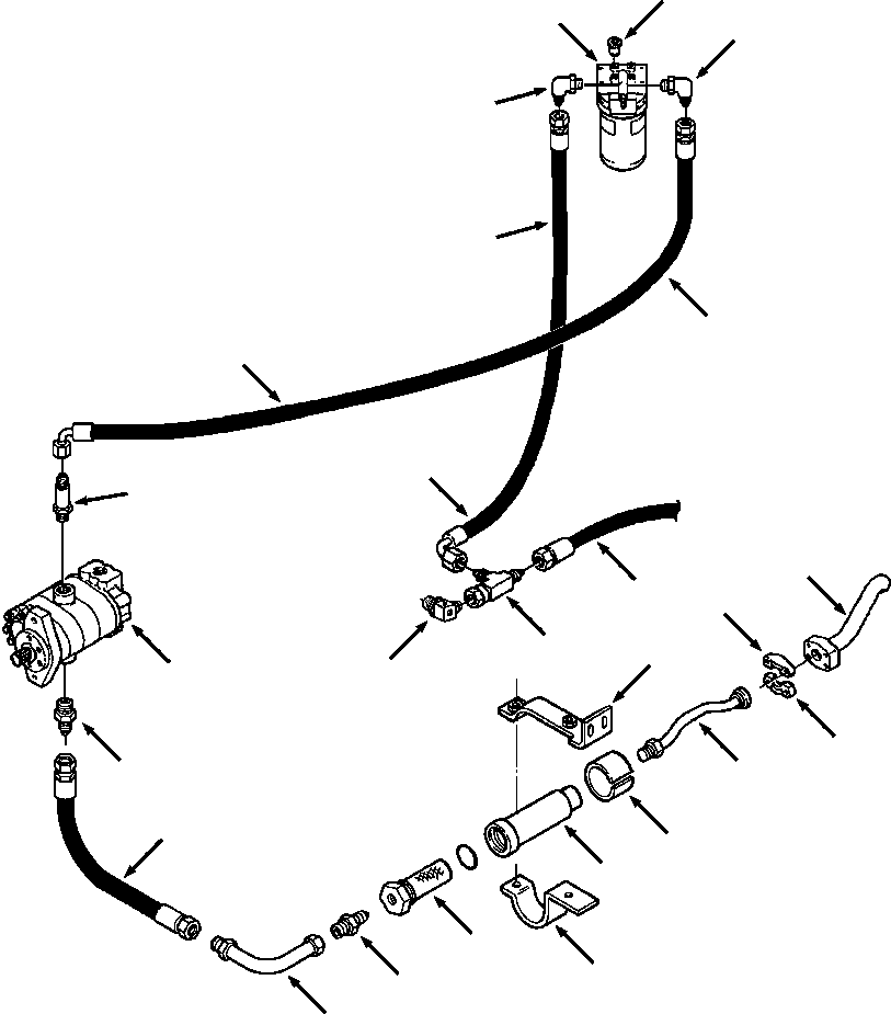 Bulldozers Komatsu / D39E-1A/P-1A S/N P096338-UP(D39EP1A) / FIG. F2300-04A0 DRIVE TRAIN PIPING - FRAME TO STRAINER TO PUMP TO FILTER(F-028 : F2300-04A0)