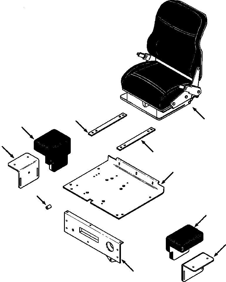 Bulldozers Komatsu / D39E-1A/P-1A S/N P096338-UP(D39EP1A) / FIG. K0120-01A0 SEAT MOUNTING - WITH SEAT BELT RETRACTOR AND LUMBAR SUPPORT - WITH ROPS CANOPY(K-010 : K0120-01A0)