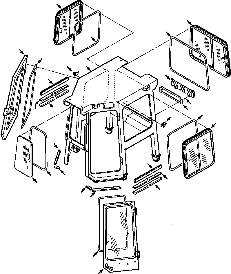 Bulldozers Komatsu / D39E-1A/P-1A S/N P096338-UP(D39EP1A) / FIG. K0210-03A0 ROPS CAB - COMPLETE ASSEMBLY(K-020 : K0210-03A0)