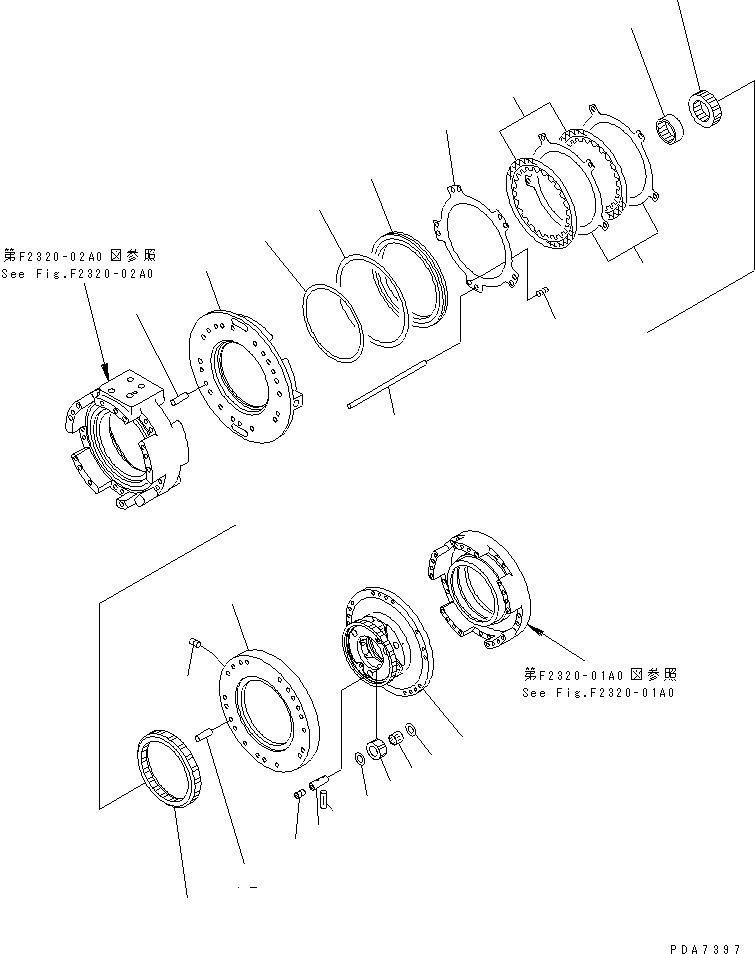 Bulldozers Komatsu / D41E-6 S/N B20001-B30000(D41E-6C) / TRANSMISSION (2ND CLUTCH)(150200 : F2320-02A0)