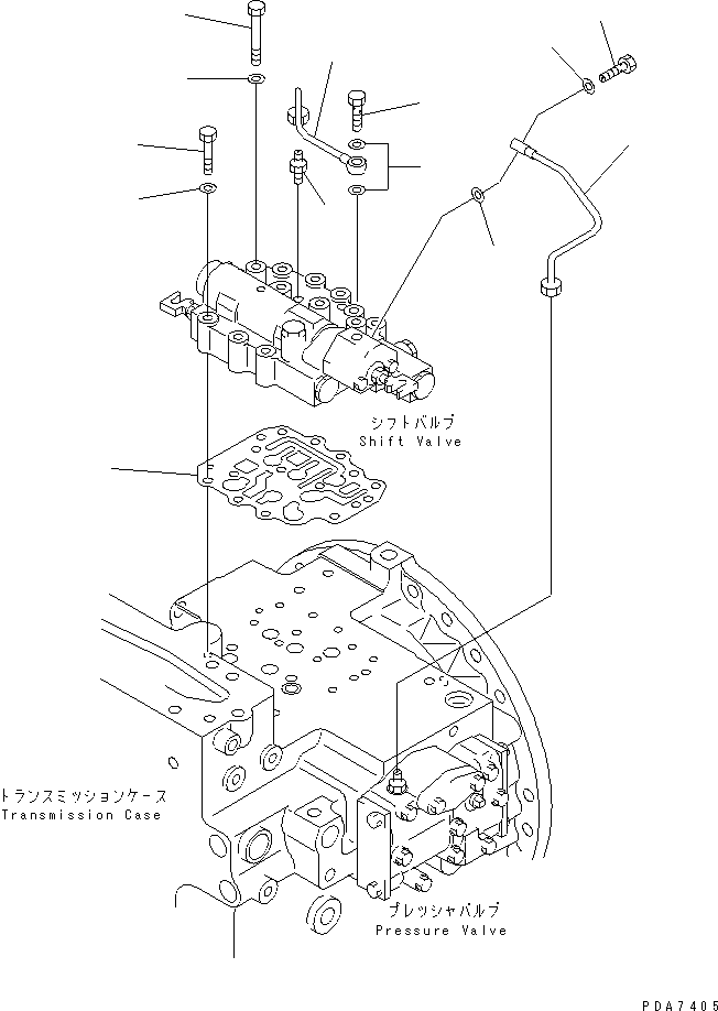 Bulldozers Komatsu / D41E-6 S/N B20001-B30000(D41E-6C) / TRANSMISSION (SHITF VALVE MOUNT AND VALVE PIPING)(150280 : F2320-10A0)