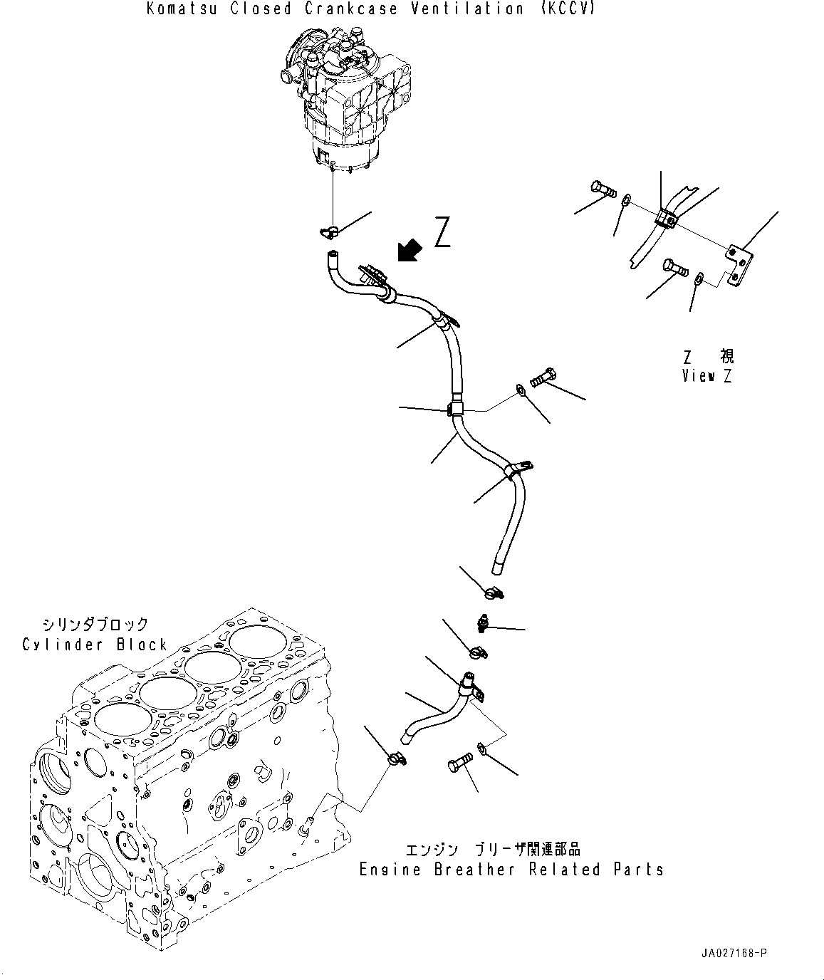 Bulldozers Komatsu / D51EXI-24 S/N B20001-UP(D51EXI24) / Komatsu Closed Crankcase Ventilation (KCCV), Piping (2/2) (#B20001-)(B009004 : B0201-001004)
