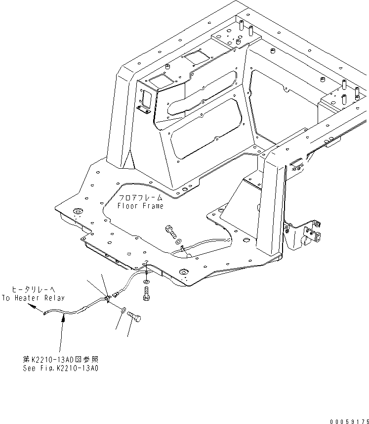 Bulldozers Komatsu / D61EX-15E0-BW S/N B45001-UP(D61EX-1K) / VEHICLE WIRING (FLOOR HEATER RELAY) (FOR POOR FUEL) (#B45994-)(120091 : E0200-08A1)