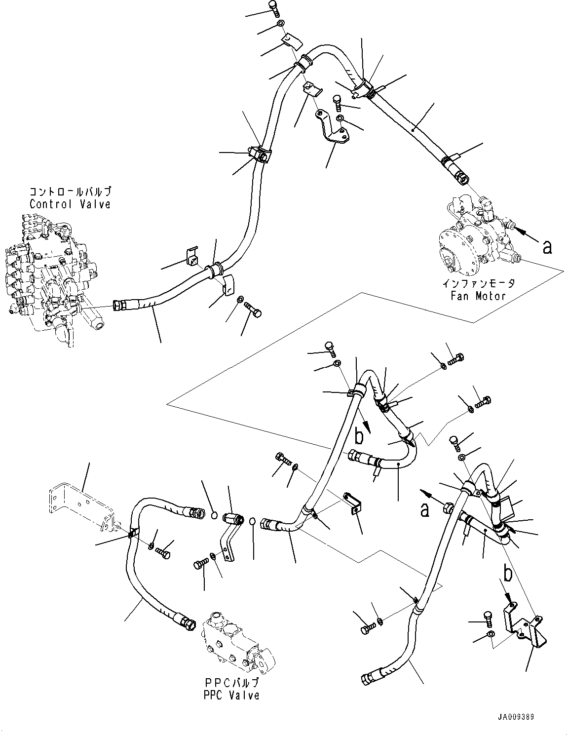 Bulldozers Komatsu / D61EX-23M0 S/N B50001(D61EXM0) / Fan Motor Piping(C003001 : C0103-001001)