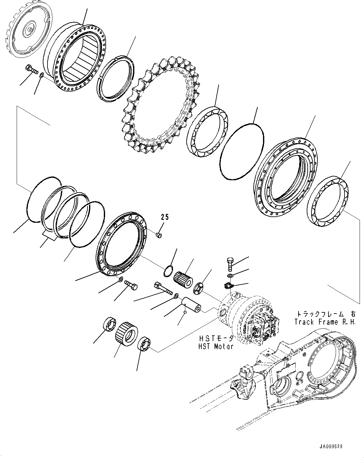 Bulldozers Komatsu / D61EX-23M0 S/N B50001(D61EXM0) / Final Drive, Hub, R.H. (#B50001-B50082)(F002009 : F2380-002009)