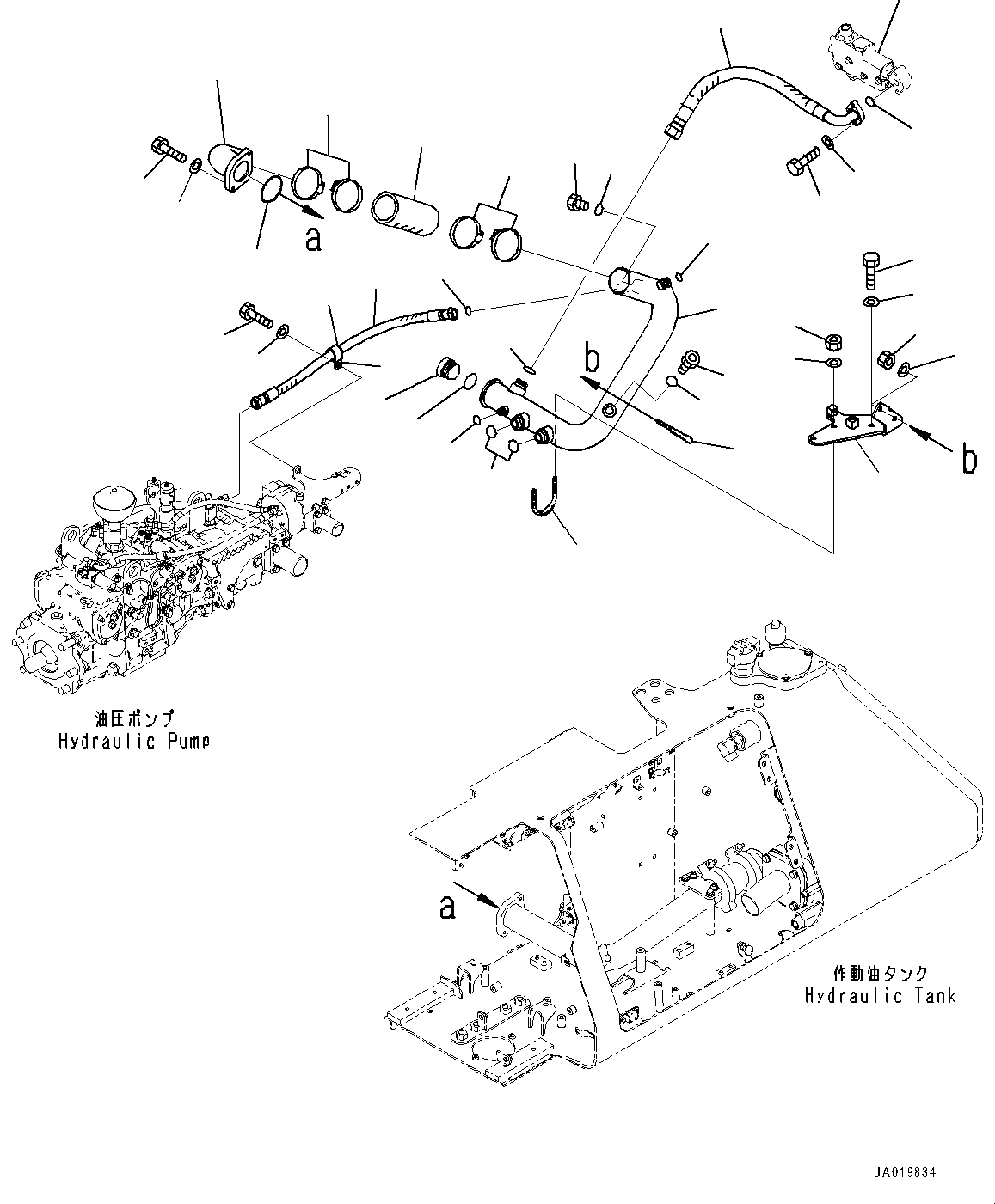 Bulldozers Komatsu / D61PXI-24 S/N B60001-UP(D61PXI24) / Hydraulic Tank Drain Piping (#B60001-)(H006001 : H0320-001001)