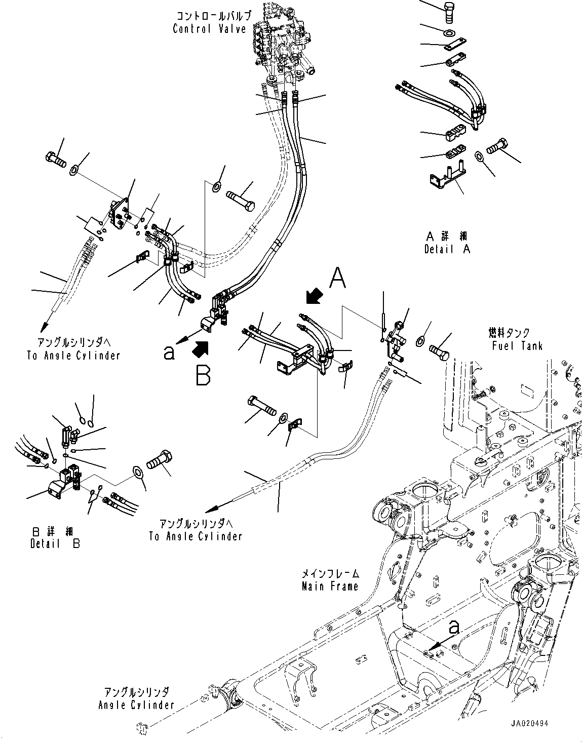 Bulldozers Komatsu / D61PXI-24 S/N B60001-UP(D61PXI24) / Dozer Blade Angle Cylinder Piping (#B60001-)(H012001 : H2230-001001)