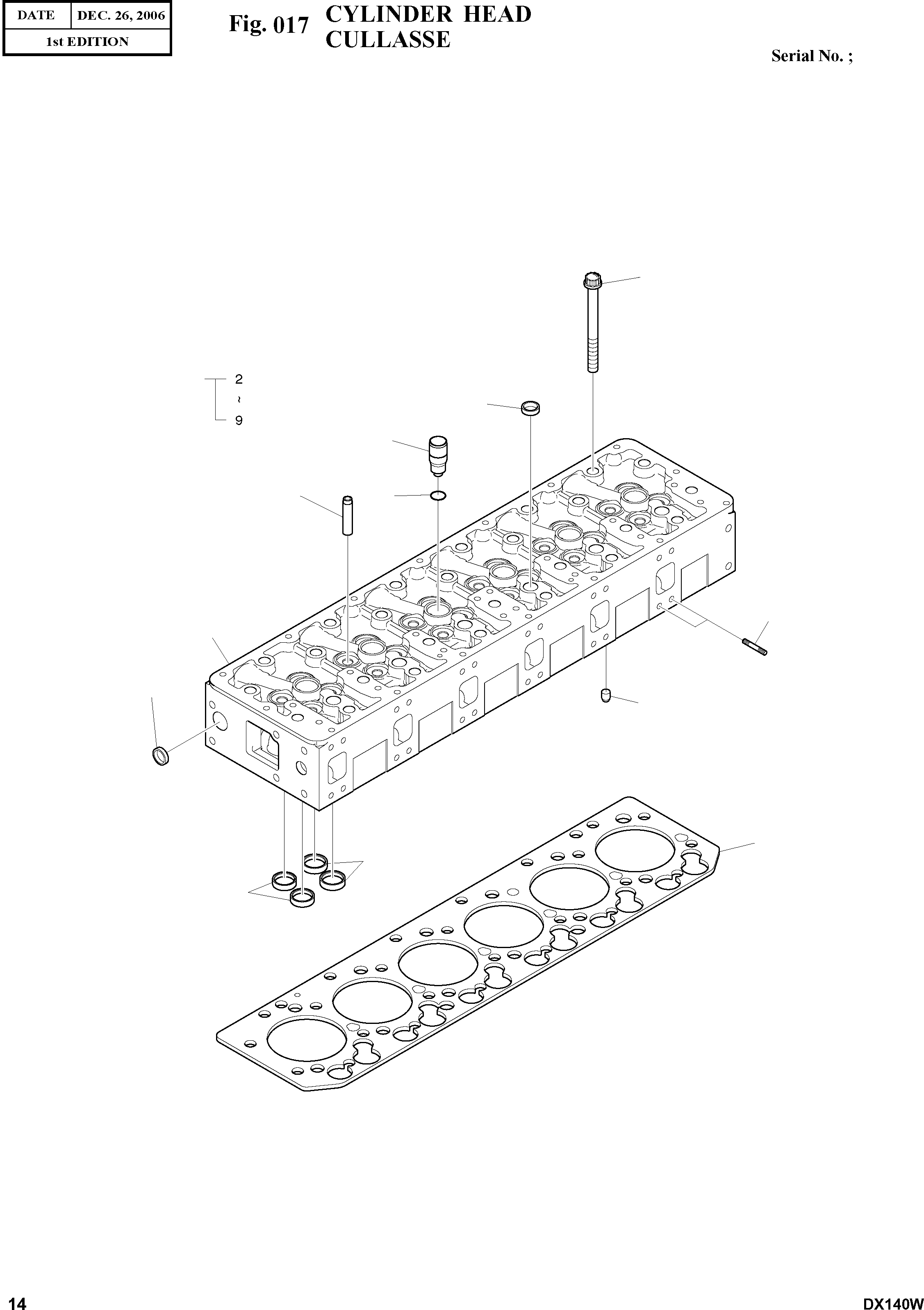 Other: DOOSAN-DAEWOO / DX140W(DX140W) / CYLINDER HEAD(017 : 017)