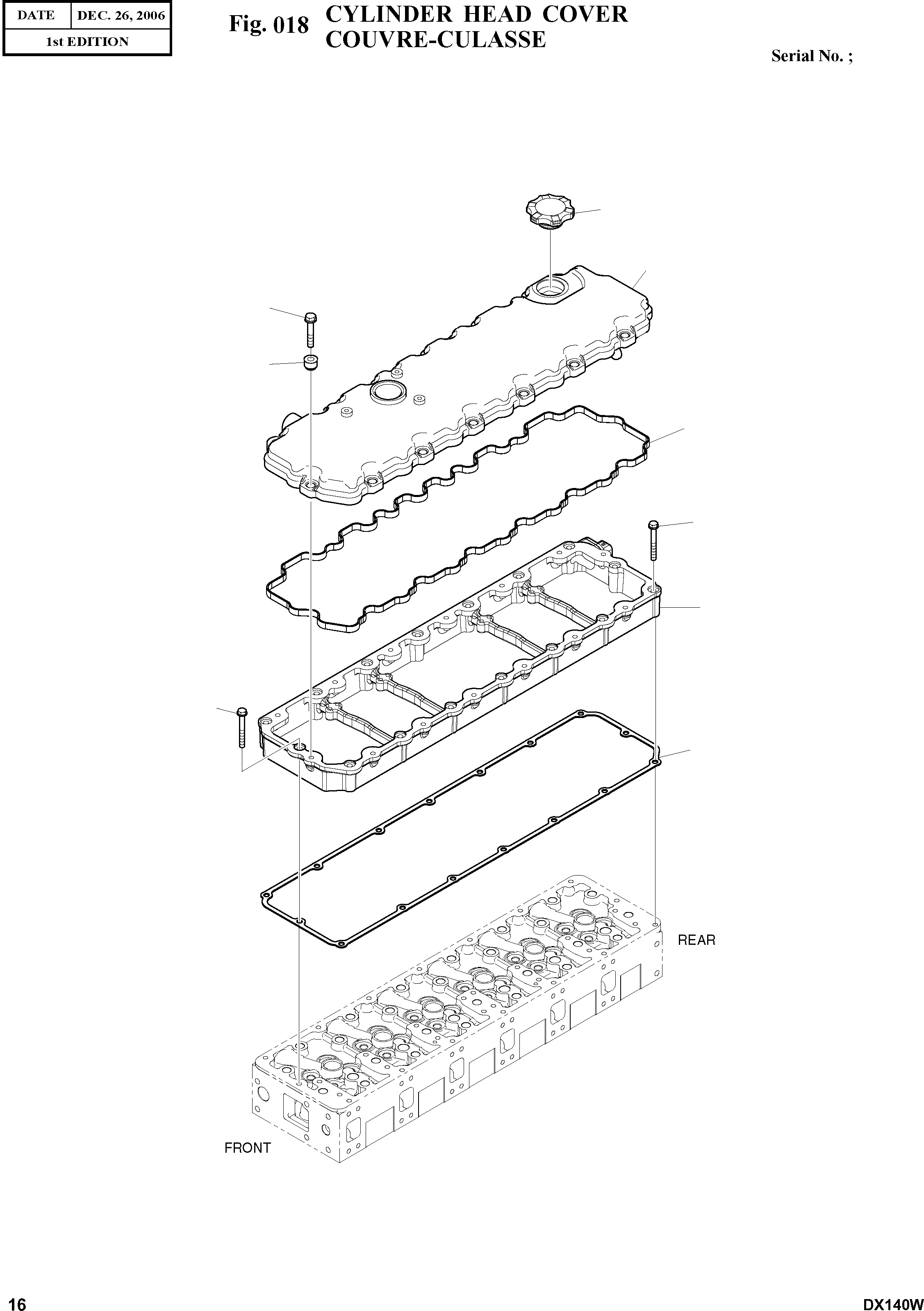 Other: DOOSAN-DAEWOO / DX140W(DX140W) / CYLINDER HEAD COVER(018 : 018)