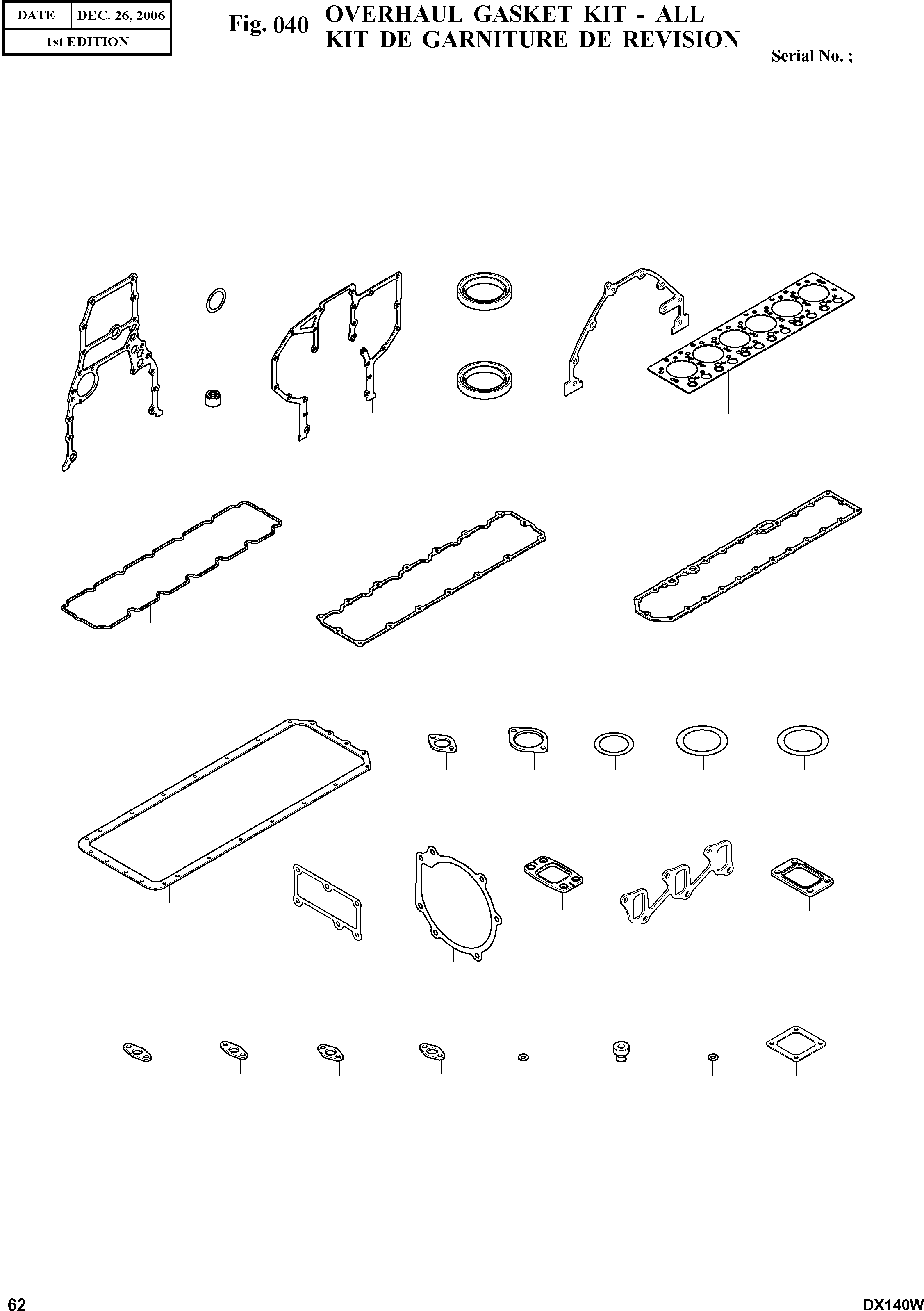 Other: DOOSAN-DAEWOO / DX140W(DX140W) / OVERHAUL GASKET KIT - ALL(040 : 040)