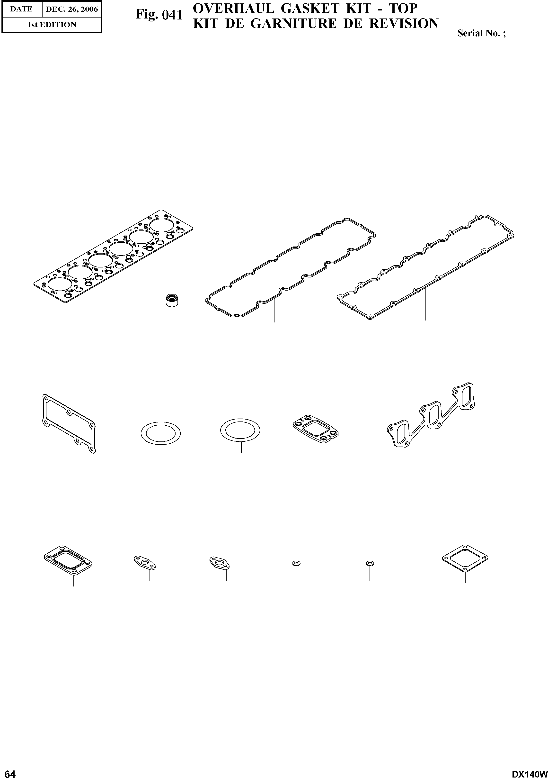 Other: DOOSAN-DAEWOO / DX140W(DX140W) / OVERHAUL GASKET KIT - TOP(041 : 041)
