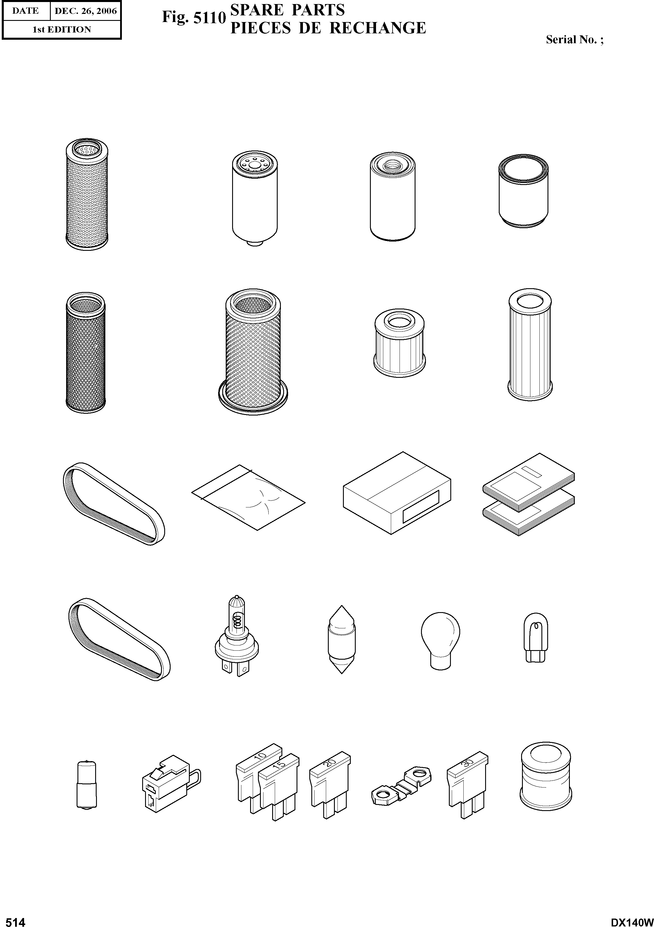 Other: DOOSAN-DAEWOO / DX140W(DX140W) / SPARE PARTS(5110 : 5110)