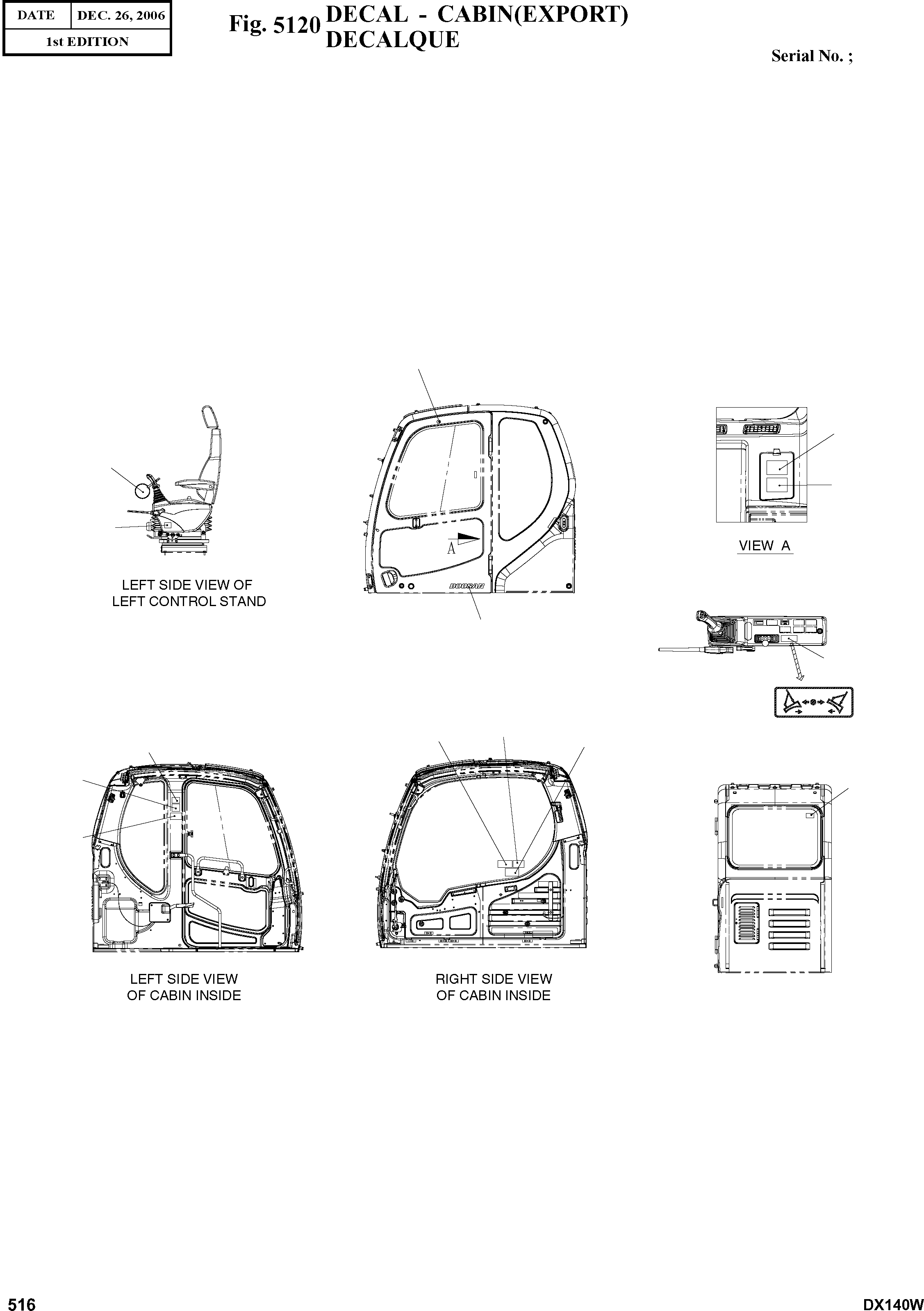 Other: DOOSAN-DAEWOO / DX140W(DX140W) / DECAL - CABIN(EXPORT)(5120 : 5120)