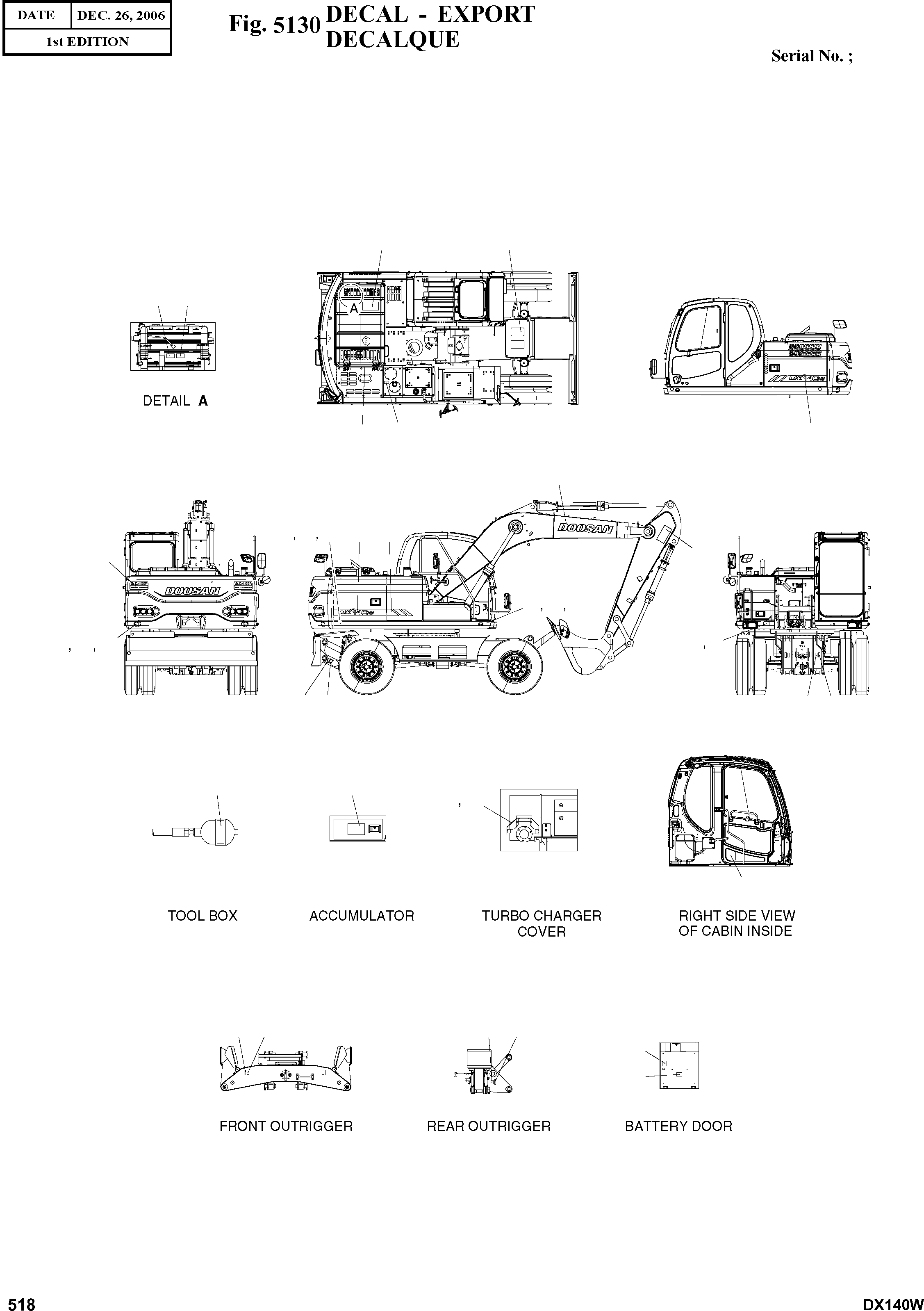 Other: DOOSAN-DAEWOO / DX140W(DX140W) / DECAL - EXPORT(5130 : 5130)