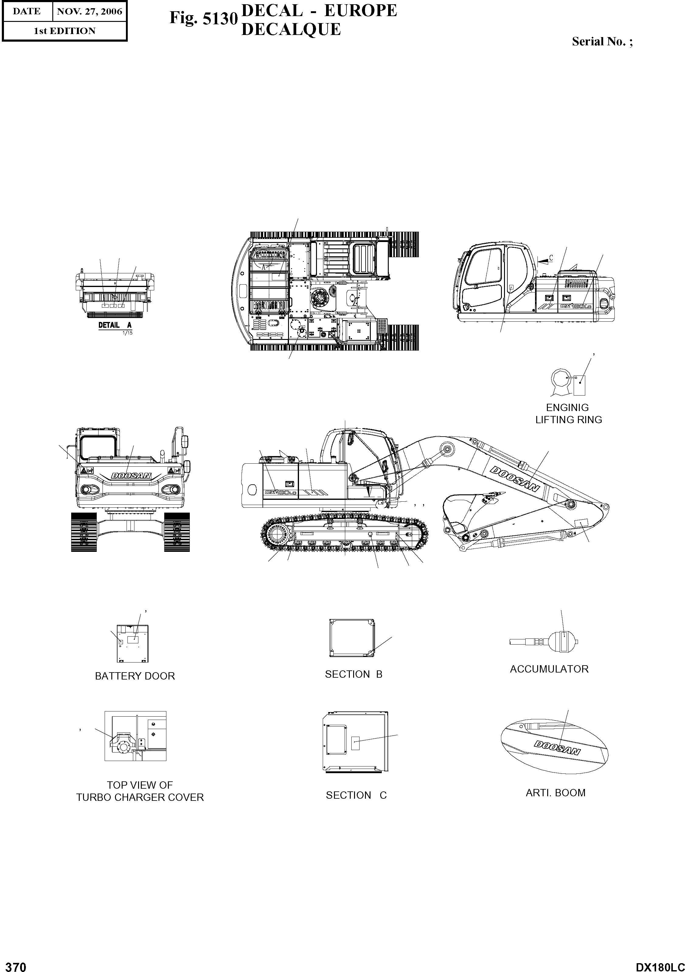 Other: DOOSAN-DAEWOO / DX180LC(DX180LC) / DECAL - EUROPE(5130 : 5130)