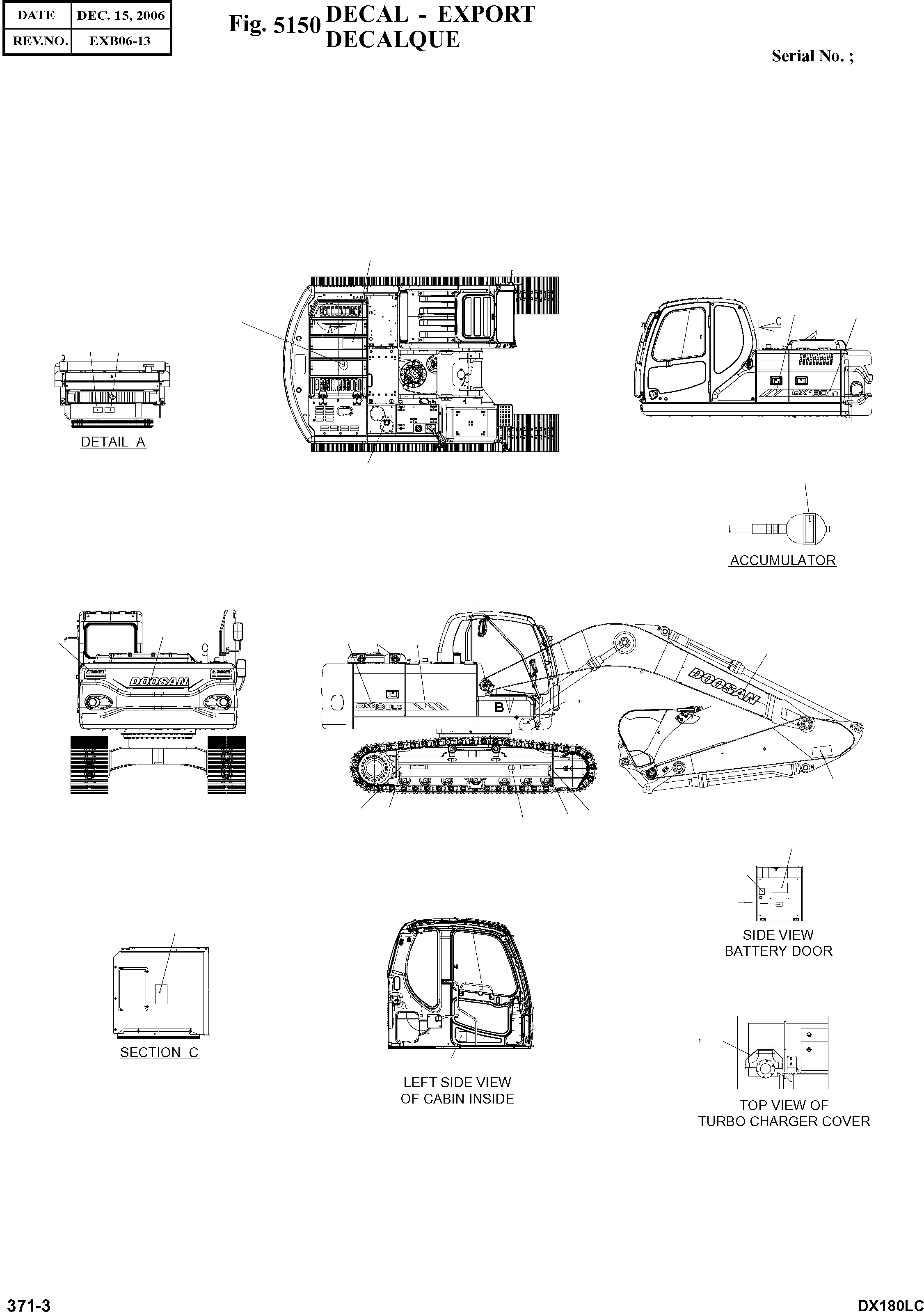 Other: DOOSAN-DAEWOO / DX180LC(DX180LC) / DECAL - EXPORT(5150 : 5150)