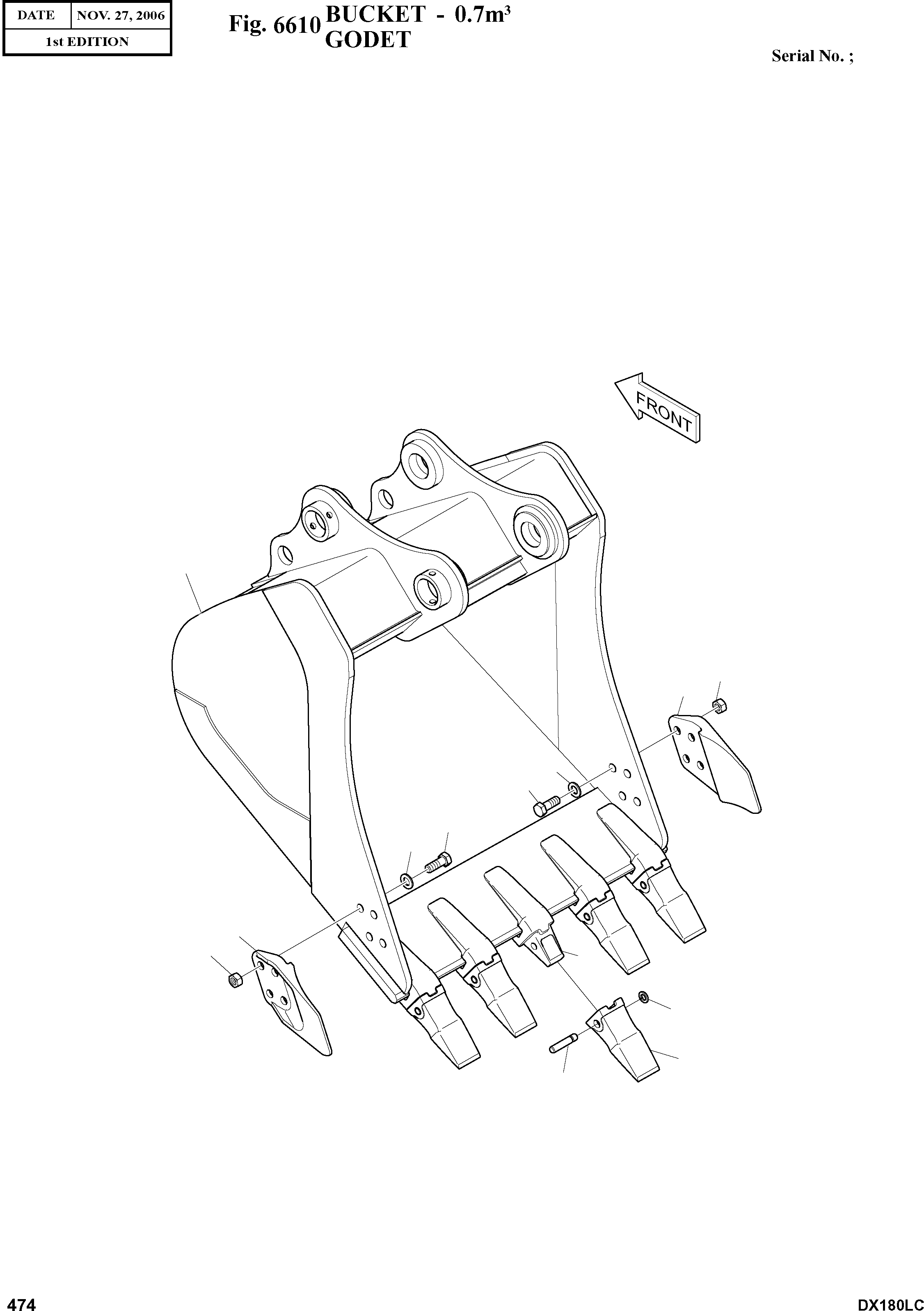 Other: DOOSAN-DAEWOO / DX180LC(DX180LC) / BUCKET - 0.7§©(6610 : 6610)
